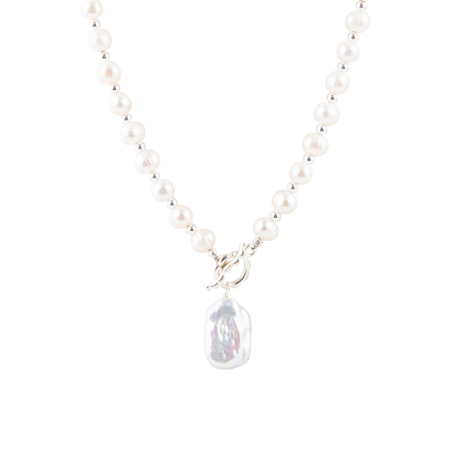 Start2Finish Sunday Best Pearl Toggle Necklace featuring elegant white pearls and a toggle clasp, jewelry accessory for sophisticated style.