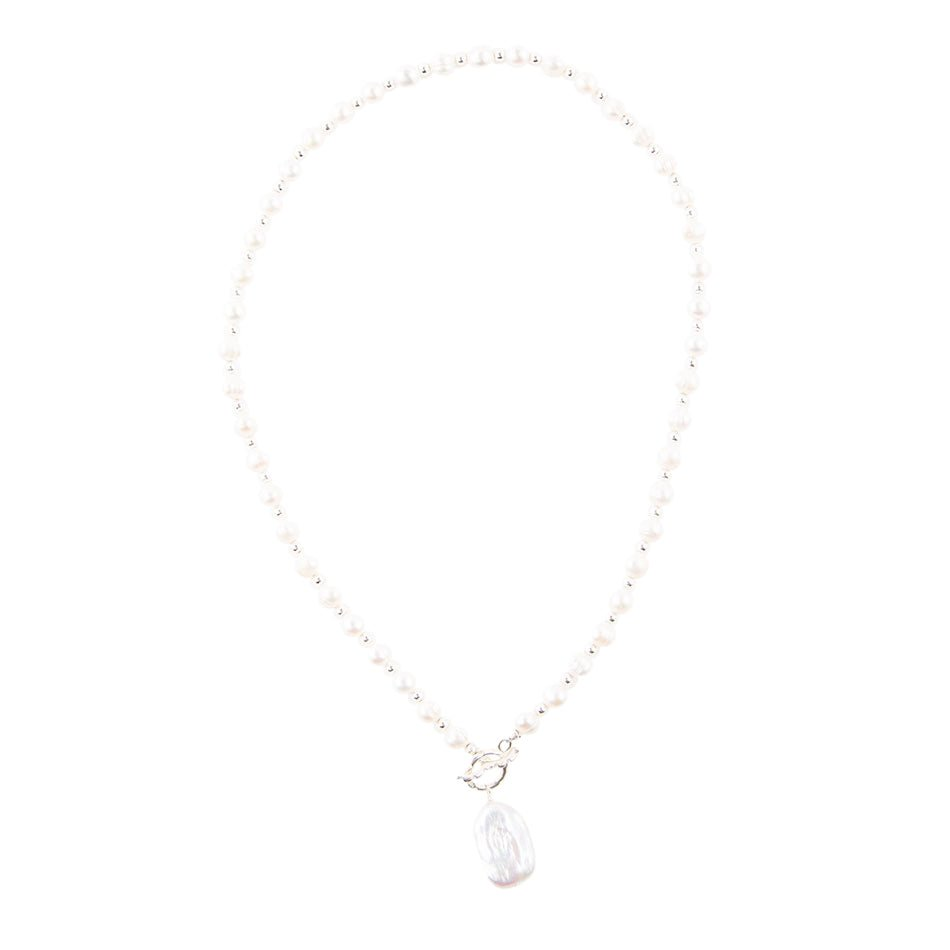 Start2Finish Sunday Best Pearl Toggle Necklace featuring elegant pearls and a toggle clasp, showcasing sophisticated jewelry design.