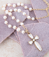 Start2Finish Las Cruces White Pearl Cross Pendant Necklace featuring a delicate silver chain and a white pearl cross pendant.