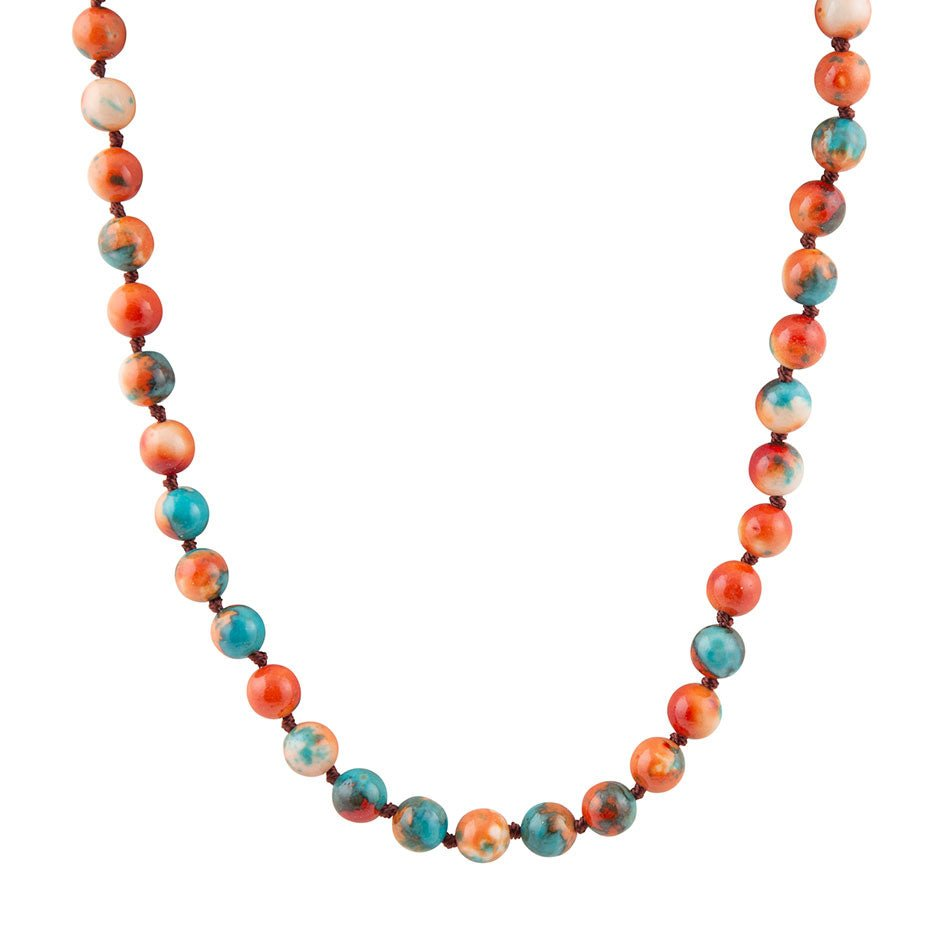 Multicolor Ocean Jade and Golden Wrap Necklace by Start2Finish, featuring vibrant beads and elegant jewelry design.