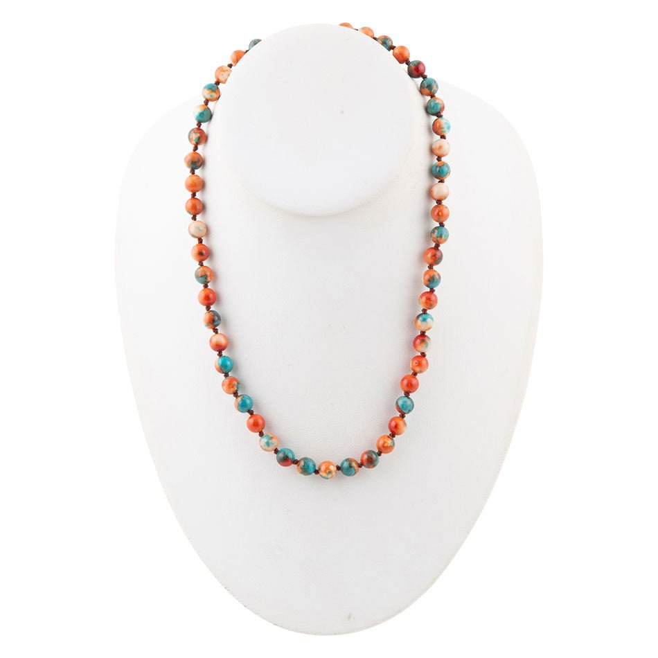 Multicolor ocean jade and gold wrap necklace by Start2Finish featuring vibrant beads and intricate jewelry design.