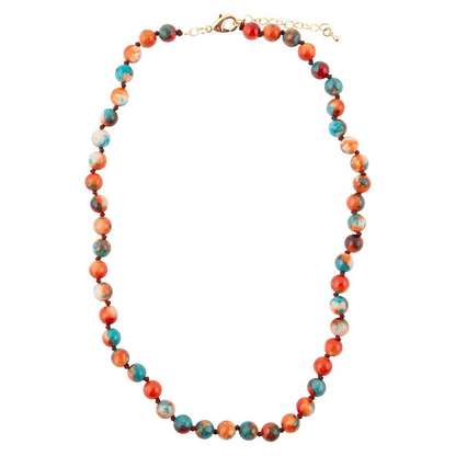 Multicolor Ocean Jade and Golden Wrap Necklace by Start2Finish featuring vibrant beads and elegant jewelry design.