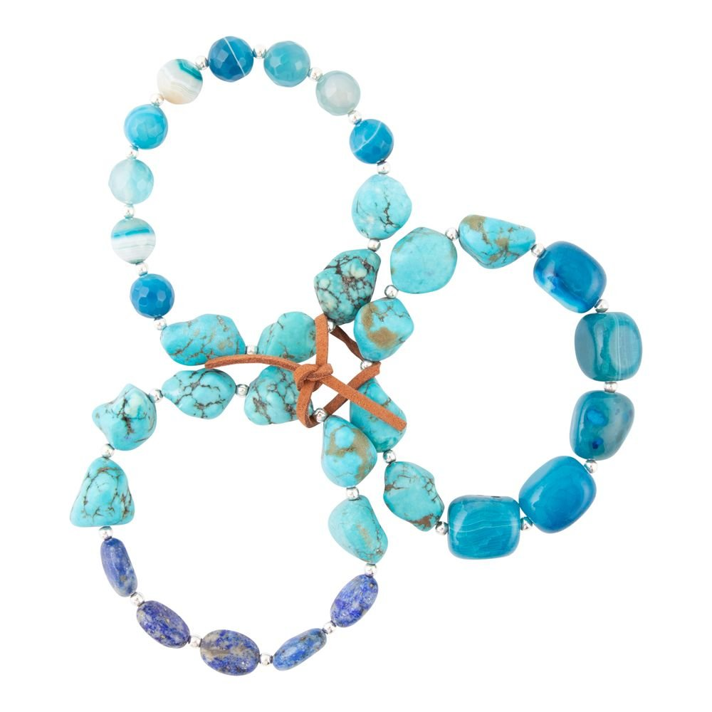 New Haven Blue Turquoise Sterling Silver Bracelet Set featuring multiple bracelets with turquoise stones and silver accents.