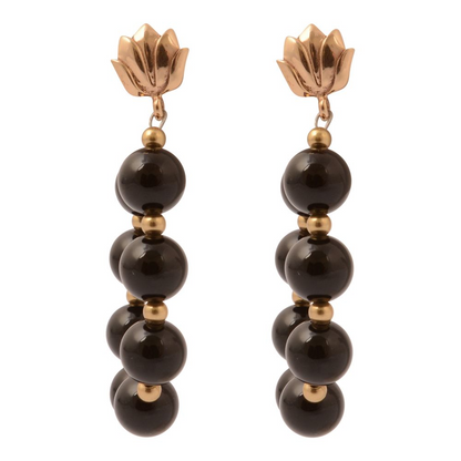 Start2Finish Carly black onyx complete loop gold post earrings with polished finish and elegant jewelry design.