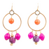 Start2Finish Bordeaux Pink Jade Chandelier Golden Earrings with intricate design and vibrant pink jade stones.