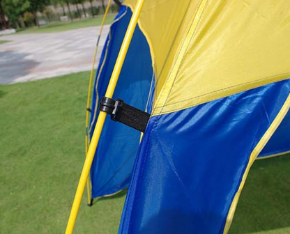 Maroon Asteria waterproof camping tent sunshade set up outdoors, providing shelter and protection during camping trips.
