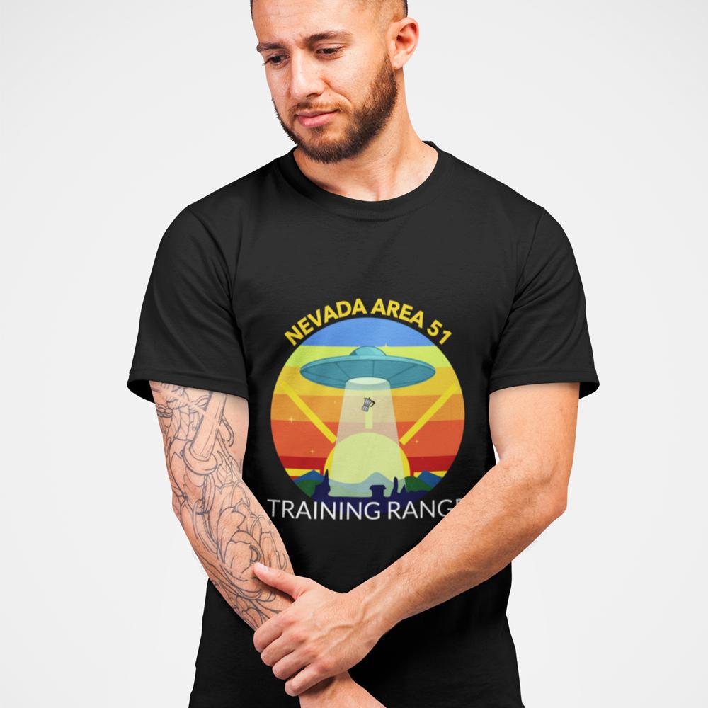 Mens Area 51 short sleeve T-shirt from Yellow Pandora, featuring a casual fit and space-themed graphic design.