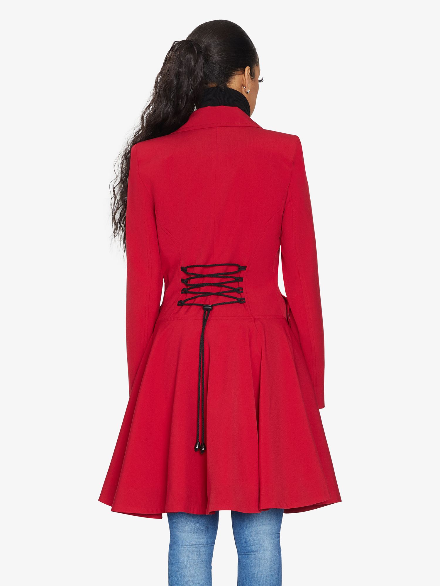 Rose Eleusis double-breasted skater coat in spring/summer style, featuring a fitted silhouette and classic design.