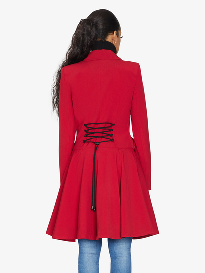 Rose Eleusis double-breasted skater coat in spring/summer style, featuring a fitted silhouette and classic design.