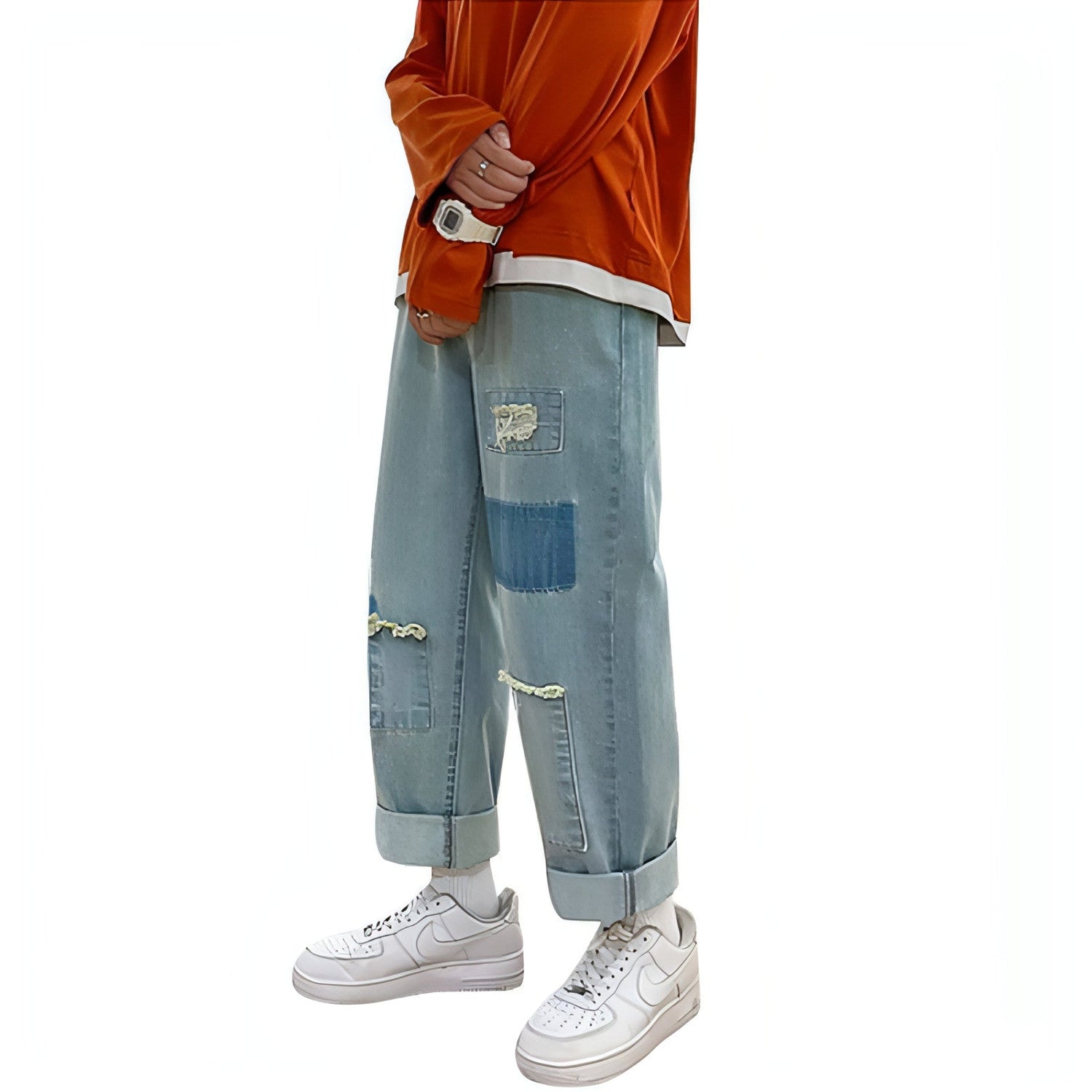 Carmine Juneberry DenimDare™ ripped jeans for men with loose fit and straight leg, showcasing distressed denim style.