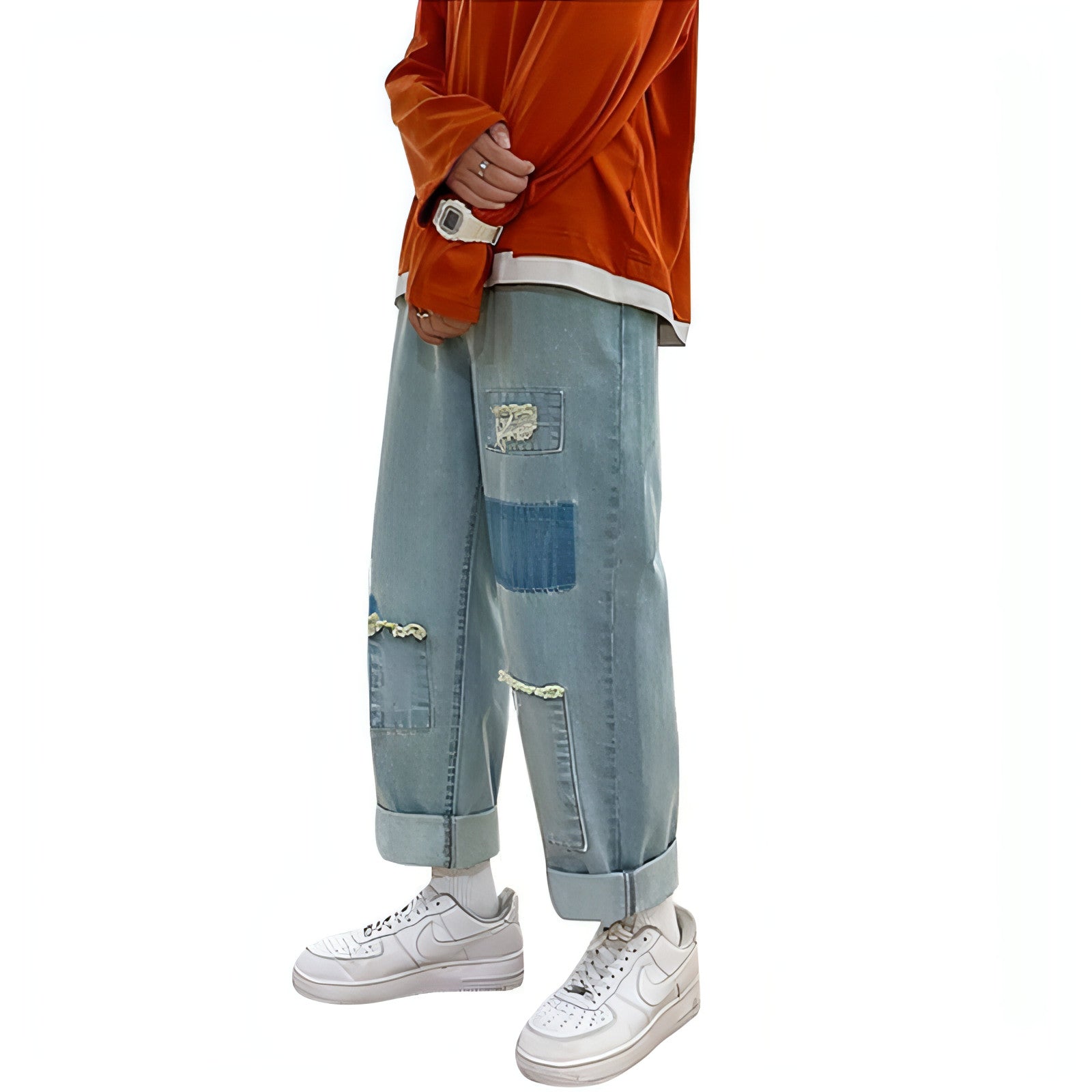 Carmine Juneberry DenimDare™ ripped jeans for men with loose fit and straight leg, showcasing distressed denim style.
