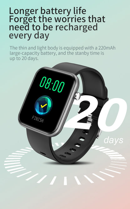Salmon Lucky advanced smartwatch with three interchangeable bands and wellness activity tracker on a sleek display screen.