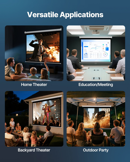Start2Finish VEVOR 72-inch manual projector screen, wall-mounted retractable display for home theater or office projection.