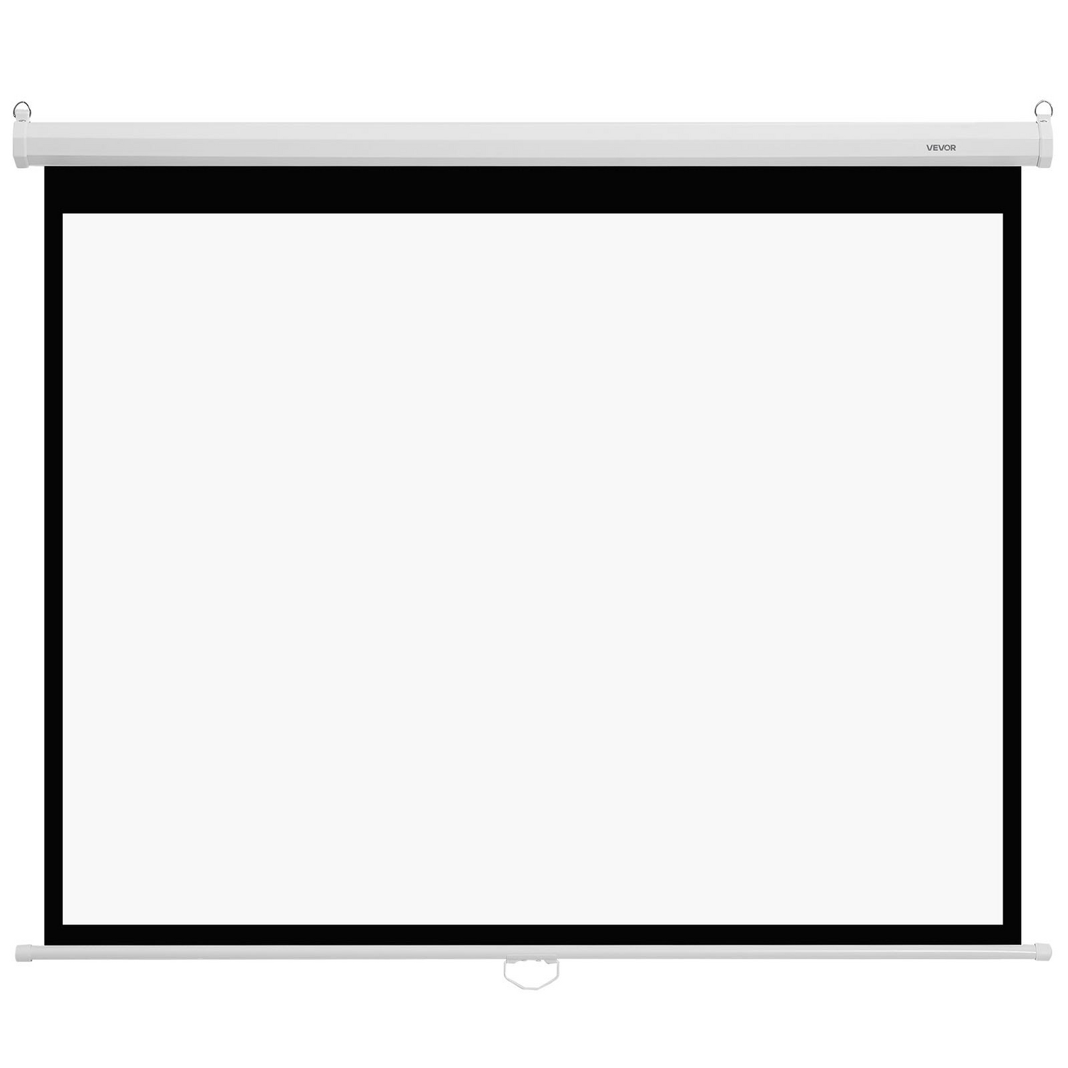 Start2Finish 72-inch manual projector screen for home, office, or theater, wall-mounted with pull-down and portable design.