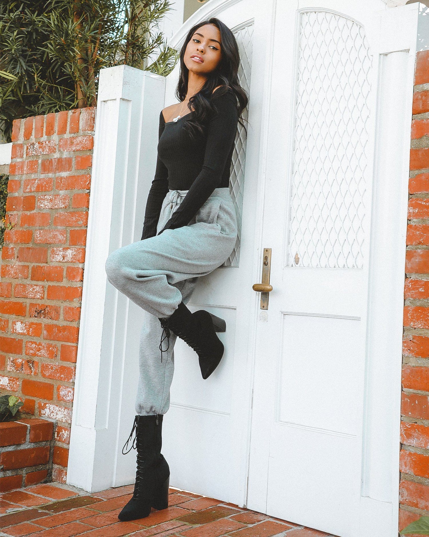 Azure Thanatos Paloma Tapered Joggers for women, shown in a casual fit with drawstring waist and tapered leg design.