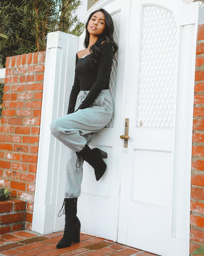 Azure Thanatos Paloma Tapered Joggers for women, shown in a casual fit with drawstring waist and tapered leg design.