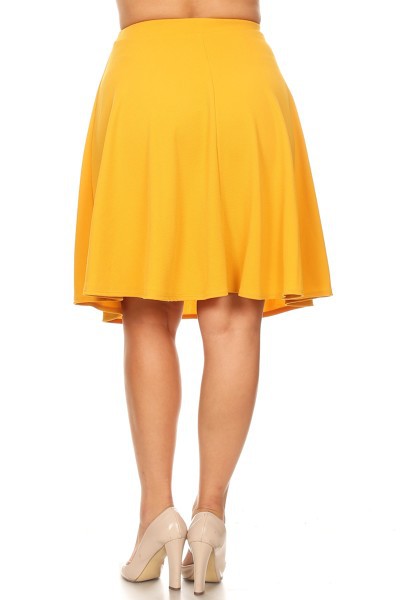 Solid high waisted A-line knee length skirt from Jade Icarus, featuring a flattering fit and classic design for women&