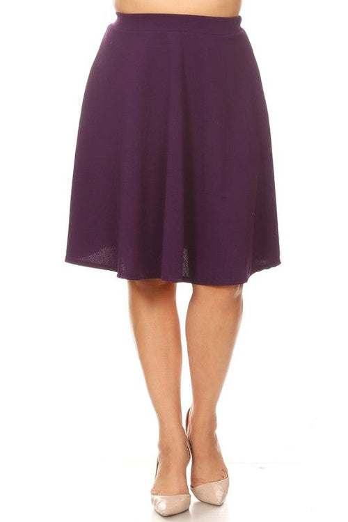 Solid high waisted A-line knee length skirt from Jade Icarus, women&