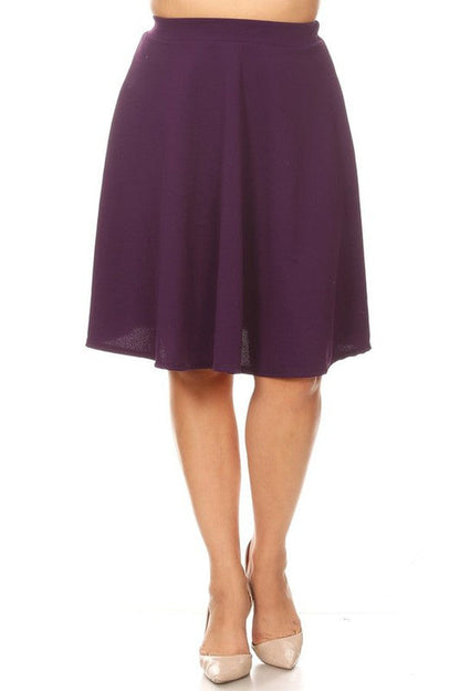 Solid high waisted A-line knee length skirt from Jade Icarus, women&