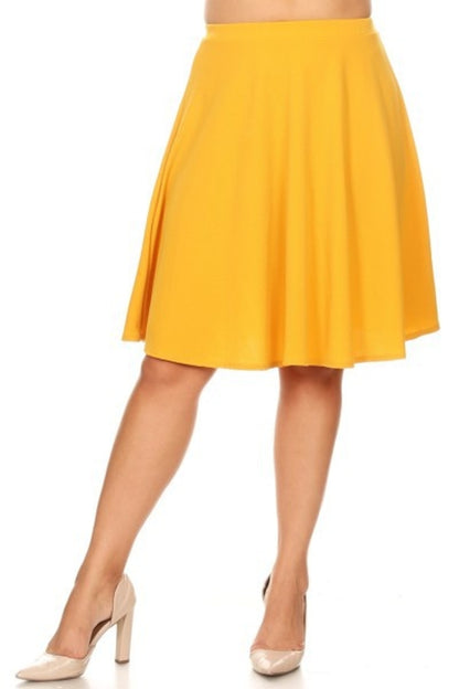 Solid high-waisted A-line knee-length skirt for women by Jade Icarus, showcasing the stylish design and fabric details.