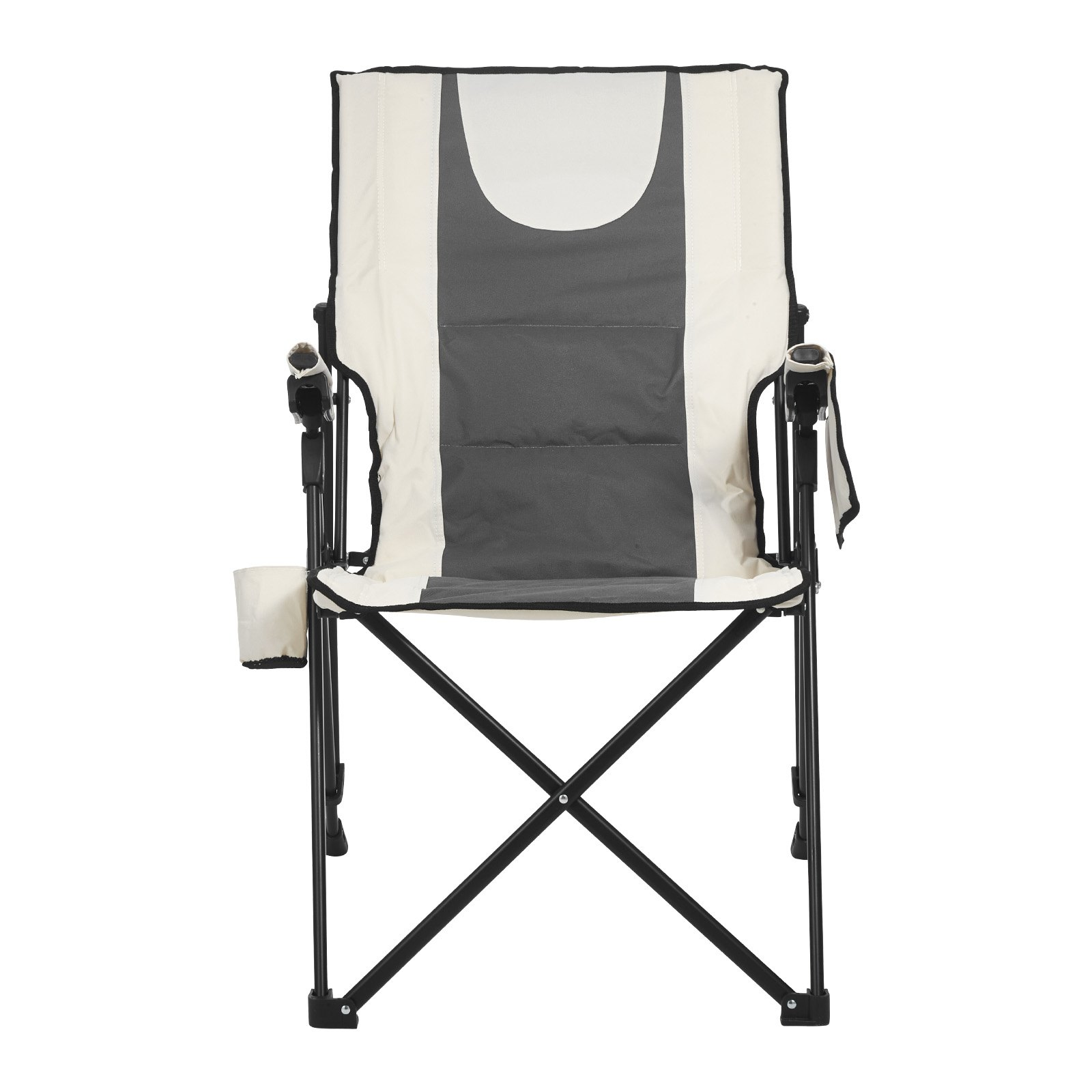 Start2Finish outdoor folding camping chair with 3 reclining positions, padded seat, armrest, headrest, and high back for outdoor use.