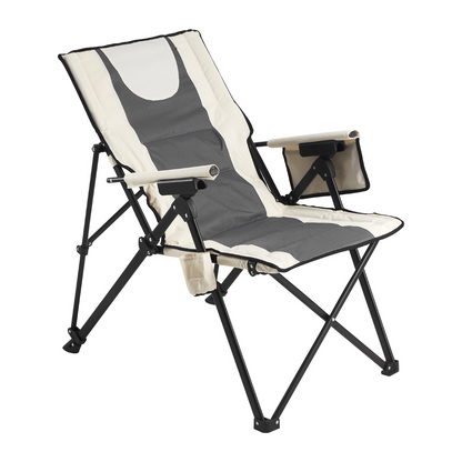 Start2Finish VEVOR outdoor folding camping chair with high back, padded seat, armrest, headrest, three reclining positions, and portable design.