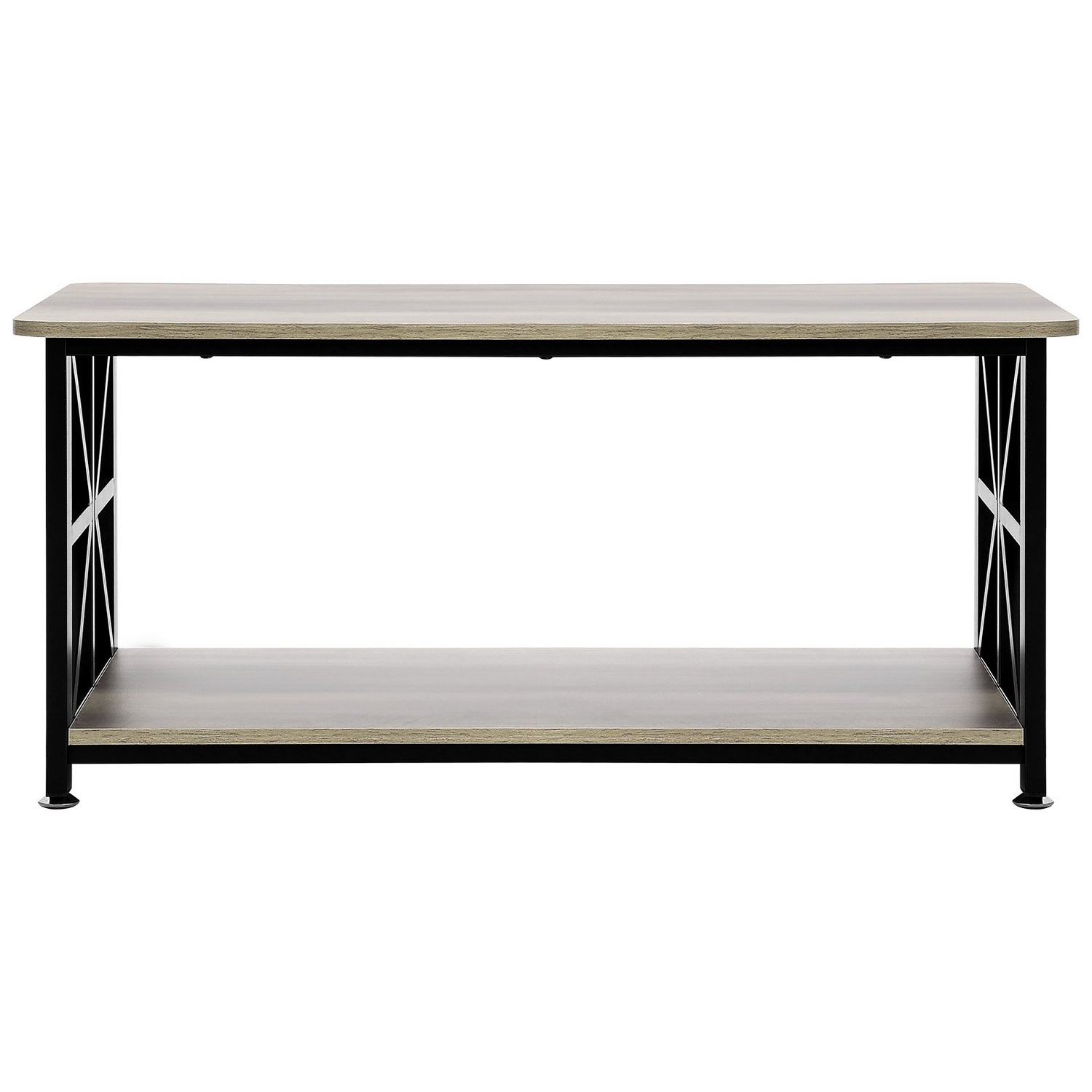 Start2Finish VEVOR 40-inch rustic farmhouse coffee table with open storage, wooden brown and black rectangle design for living rooms.