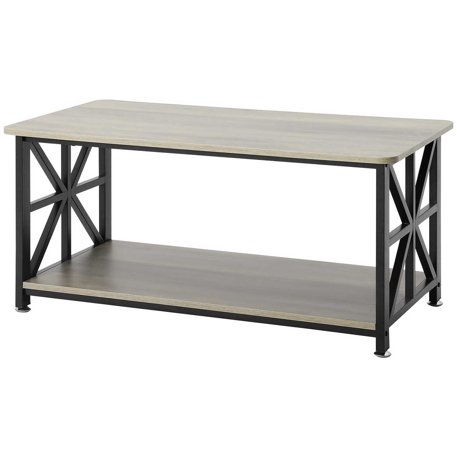 Rustic brown and black VEVOR 40-inch farmhouse coffee table with open storage, wooden rectangle design for living room or bedroom.
