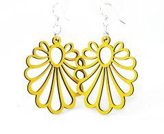 Red Sunflower short flower earrings featuring vibrant floral design and gold-tone hooks.