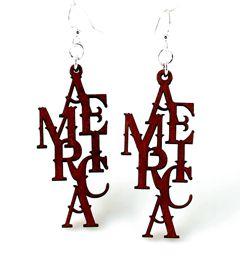 Red Sunflower America Earrings featuring vibrant patriotic design with star and flag motifs, showcasing bold American-themed jewelry.