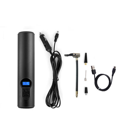 Cordless portable Maroon Asteria digital tyre inflator with compact design and air hose for automotive use.