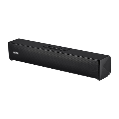Start2Finish VEVOR 17-inch 2.0 channel soundbar for smart TVs, compact with Bluetooth, AUX, remote, and 80W surround sound.