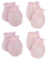 Set of four Emerald Clover infant mittens, soft and cozy baby accessories to protect delicate hands.