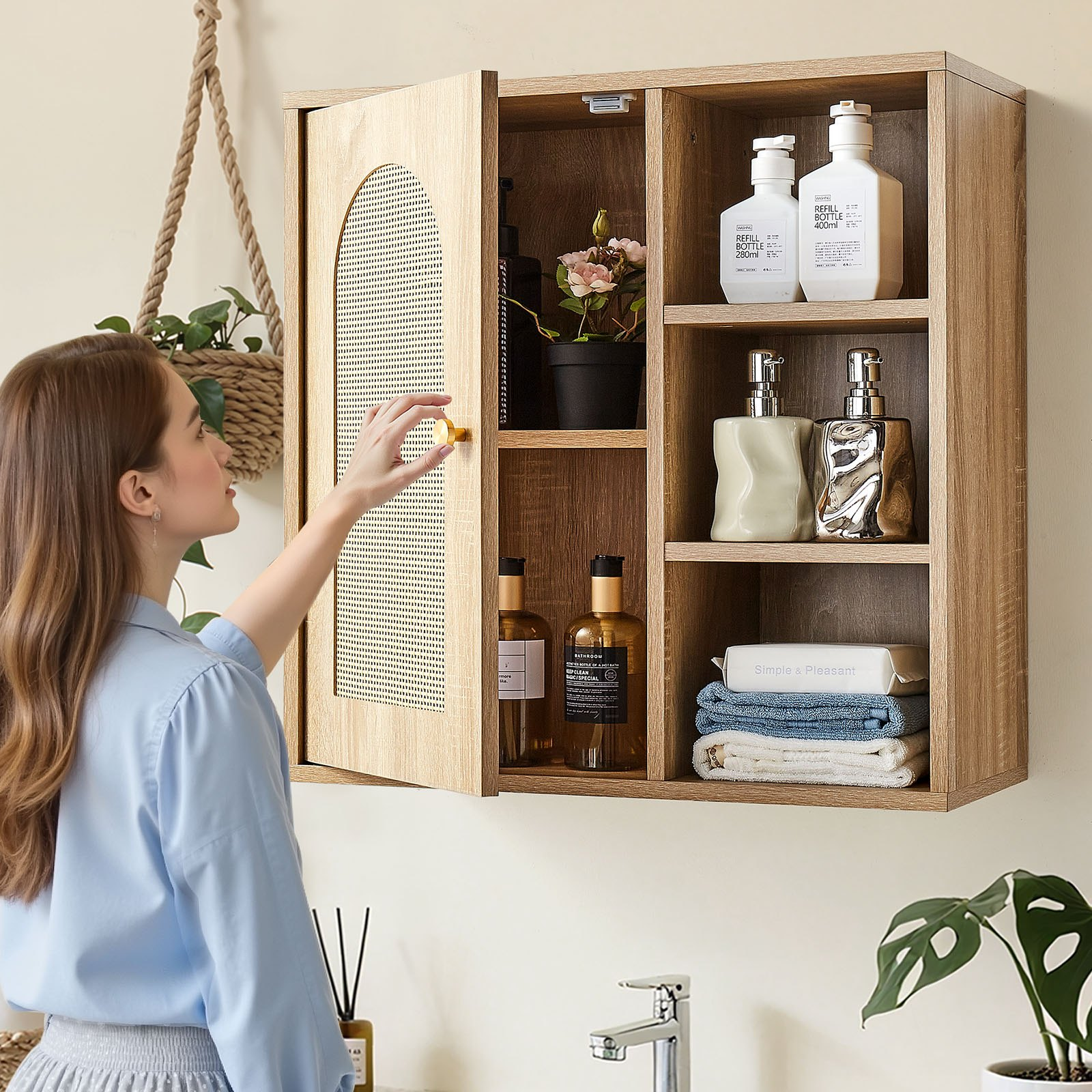 Start2Finish VEVOR bathroom wall cabinet with door and adjustable shelves, over the toilet storage for laundry, kitchen, or restroom.