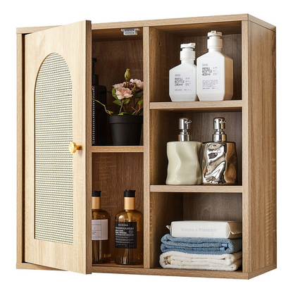 Start2Finish VEVOR bathroom wall cabinet with door and adjustable shelves, over-the-toilet storage for bathroom or laundry room.