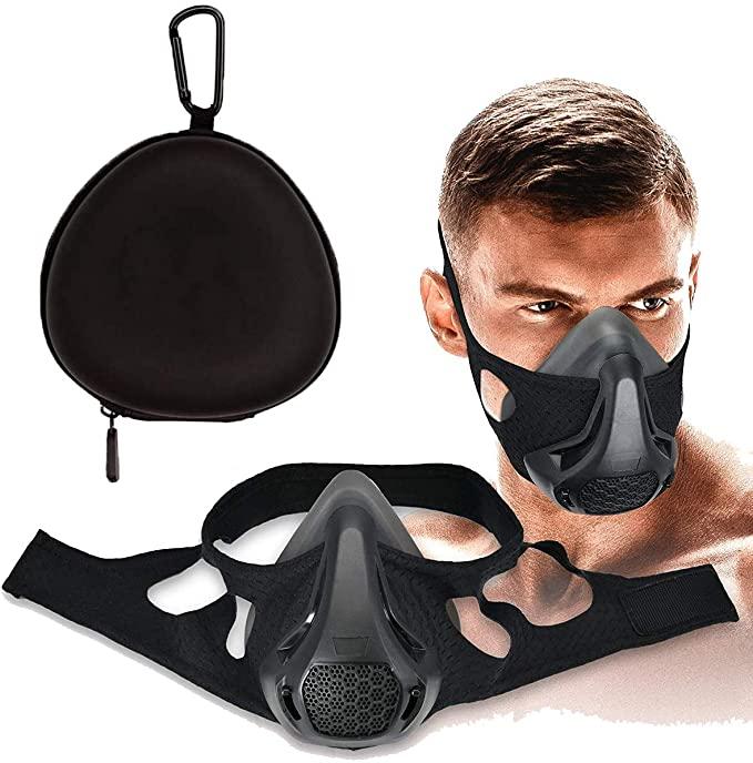 Salmon Lucky Elevation Resistance Training Cardio Sports Mask, black breathable tech accessory with adjustable straps.