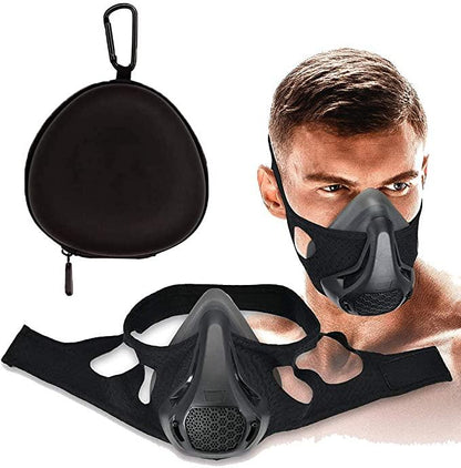 Salmon Lucky Elevation Resistance Training Cardio Sports Mask, black breathable tech accessory with adjustable straps.