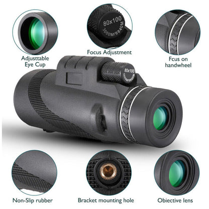 Yellow Pandora HD monocular tripod for smartphones, adjustable mobile and laptop accessory with stable tripod base.