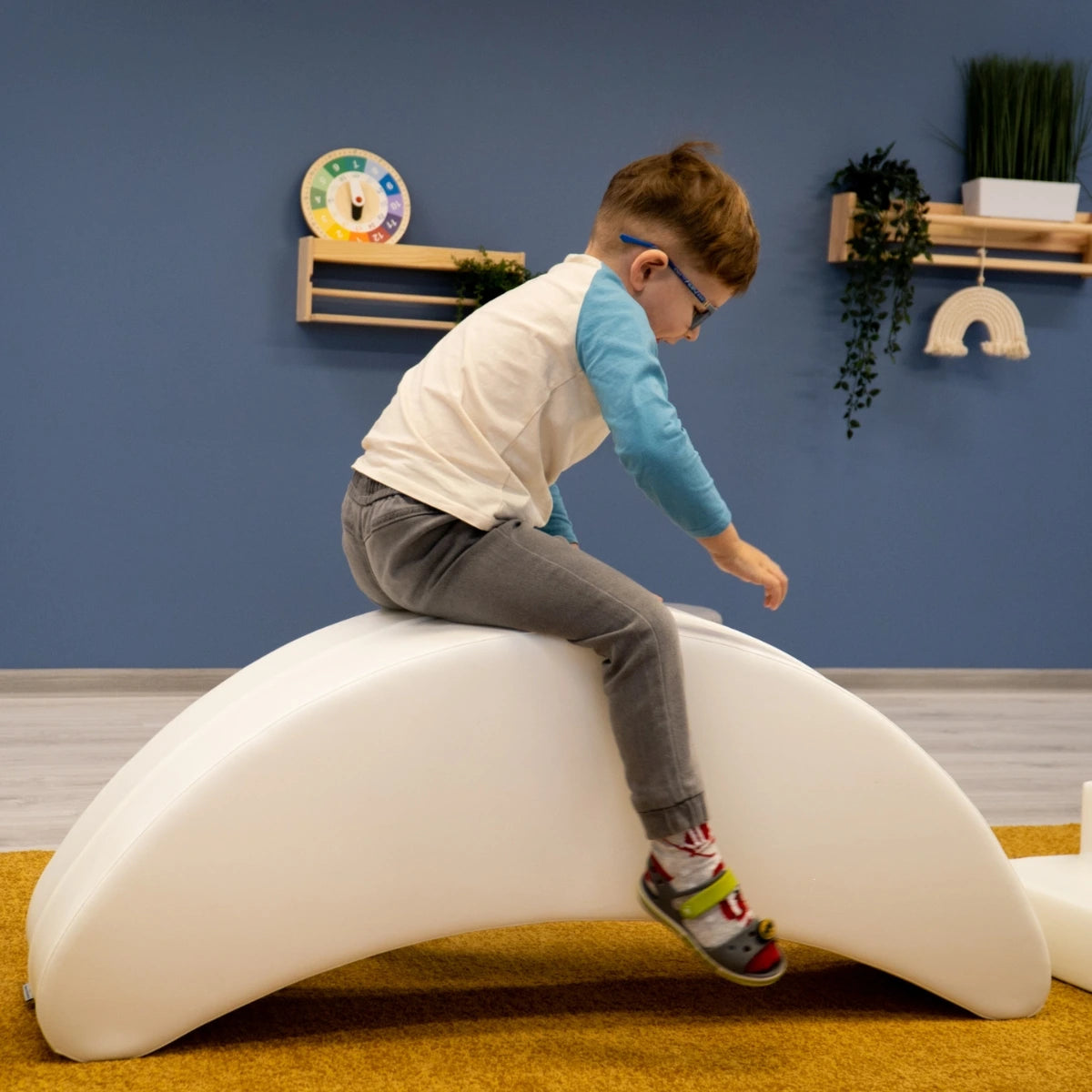 Blush Apricot furniture banana-shaped decor piece with smooth yellow finish, designed for modern interior accents.