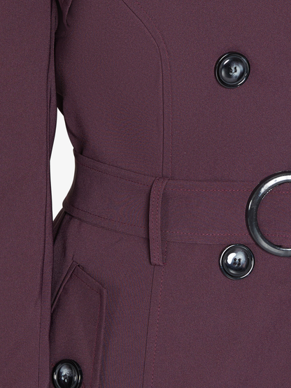 Rose Eleusis spring trench coat, double-breasted design in lightweight fabric, shown in a stylish pink color.