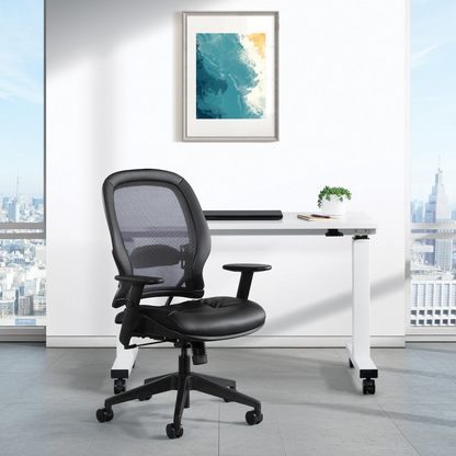 Start2Finish executive high back office chair with padded headrest and armrests, black ergonomic furniture for professional workspace.