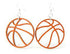 Red Sunflower basketball earrings featuring detailed basketball and hoop charms on gold-tone metal.