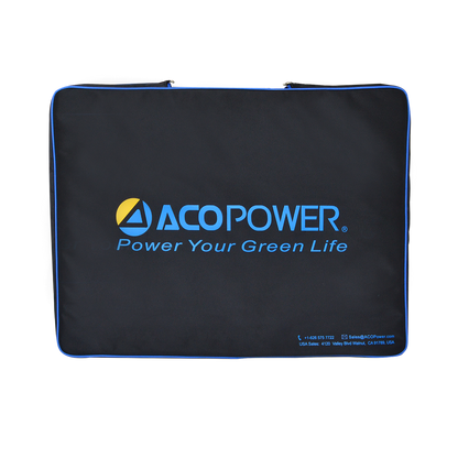 Fuchsia Rose ACOPower 120W portable solar panel kit in lightweight briefcase for outdoor sports and camping activities.