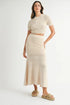 Pear Daisy MABLE Pointelle crop top and slit skirt sweater set, cozy knit home and garden ensemble, soft pastel colors.