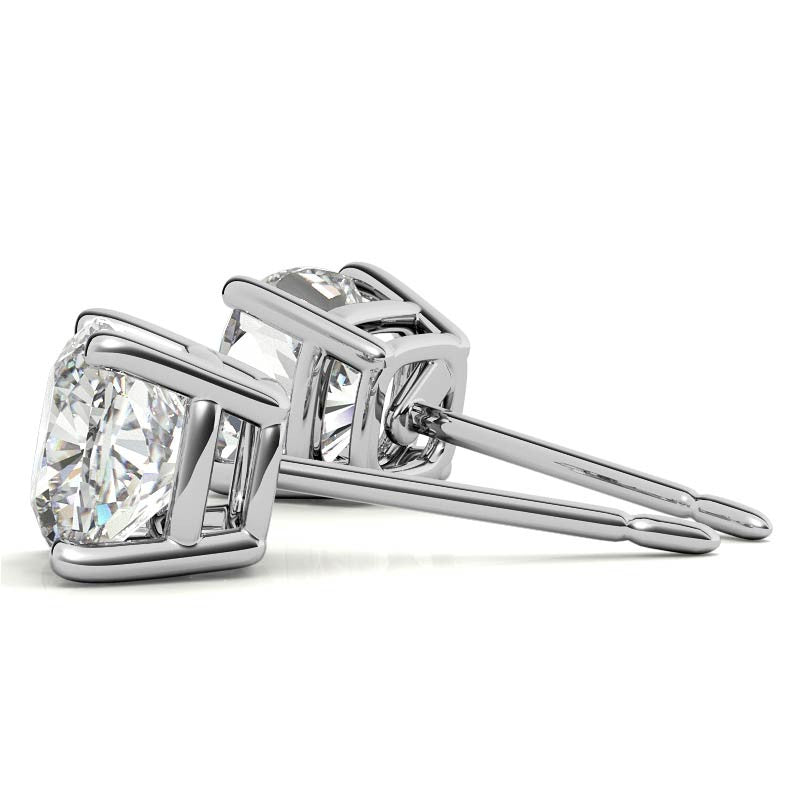 Sterling silver lab-created moissanite round stud earrings with 6mm stones, 2.00 CTW, from Start2Finish.