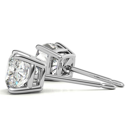 Sterling silver lab-created moissanite round stud earrings with 6mm stones, 2.00 CTW, from Start2Finish.