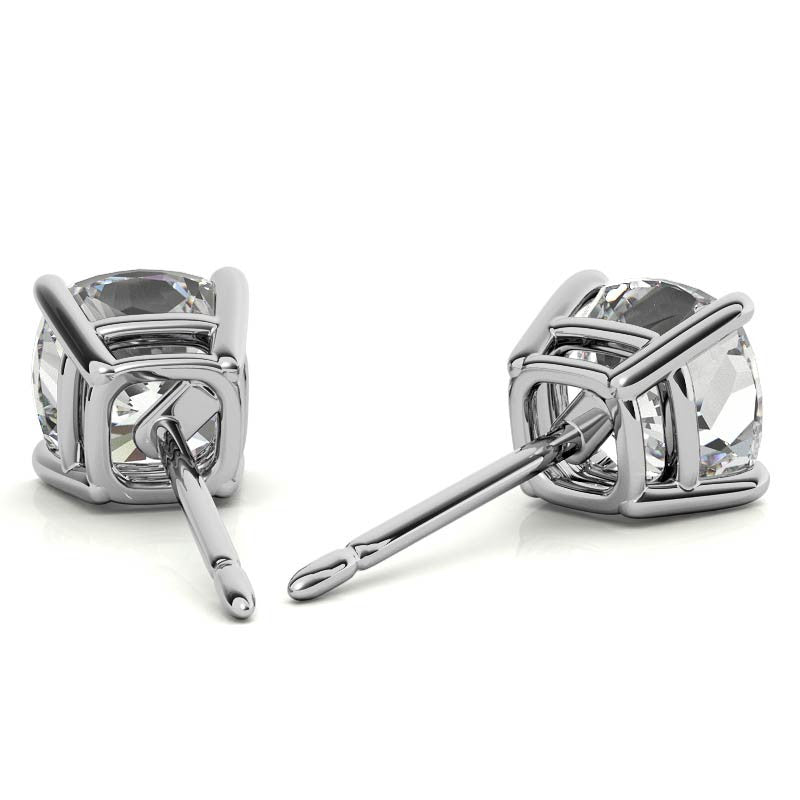Sterling silver lab-created moissanite round stud earrings, 6mm, 2.00 CTW, elegant jewelry with sparkling stones.