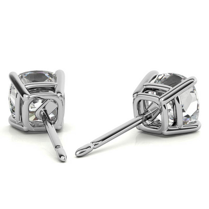Sterling silver lab-created moissanite round stud earrings, 6mm, 2.00 CTW, elegant jewelry with sparkling stones.