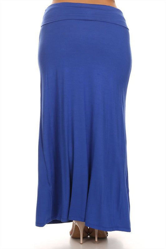 Plus size solid high-waisted A-line maxi skirt from Jade Icarus, flowy women&