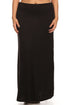 Plus size solid high-waisted A-line maxi skirt from Jade Icarus, featuring a flowing design and comfortable fit for women.